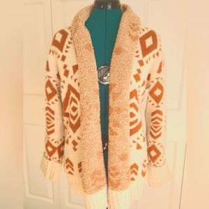 Oversized Geometric Tribal Print Cardigan Sweater